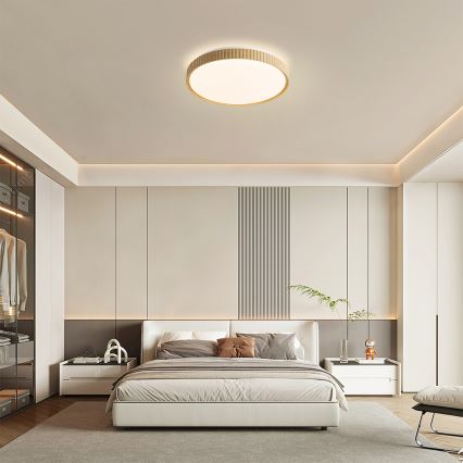Brilagi - Plafonieră LED dimabilă CORVO LED/72W/230V 3000-6000K decor lemn Ø 50 cm + telecomandă