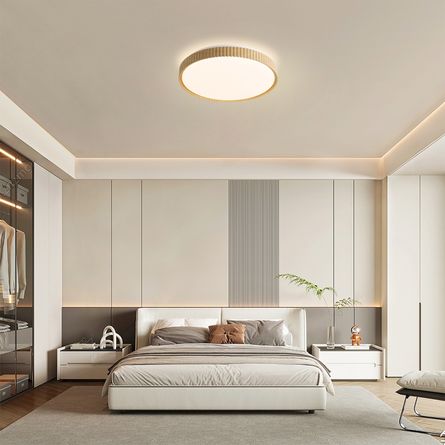 Brilagi - Plafonieră LED dimabilă CORVO LED/72W/230V 3000-6000K decor lemn Ø 50 cm + telecomandă