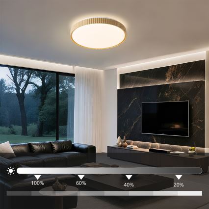 Brilagi - Plafonieră LED dimabilă CORVO LED/72W/230V 3000-6000K decor lemn Ø 50 cm + telecomandă