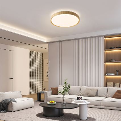 Brilagi - Plafonieră LED dimabilă CORVO LED/72W/230V 3000-6000K decor lemn Ø 50 cm + telecomandă