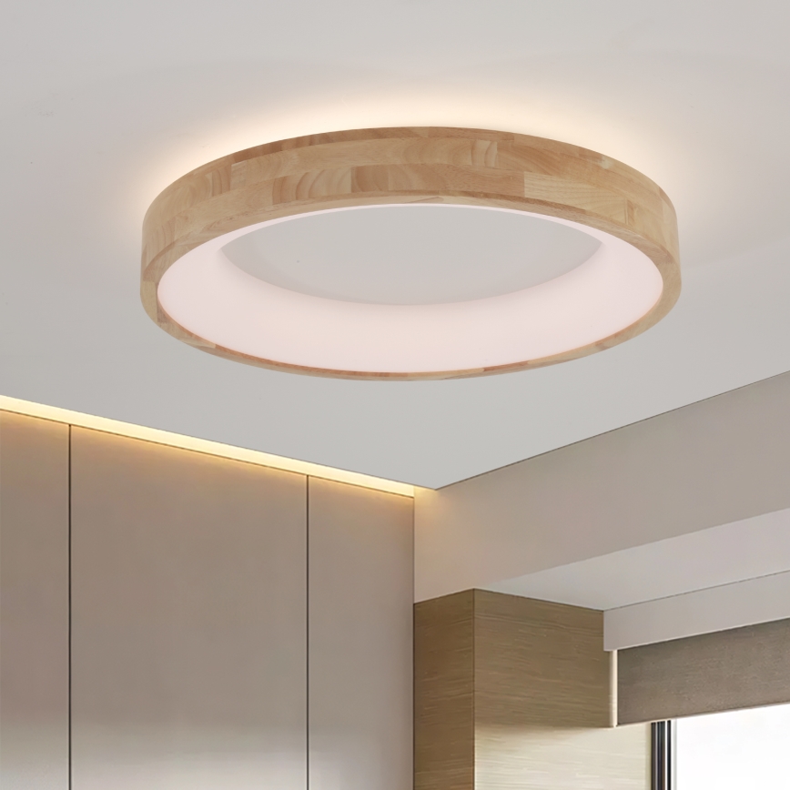 Brilagi - Plafonieră LED FALCON WOOD, 40 W, 230 V, 3000/4000/6000 K, Ø 60 cm, finisaj lemn