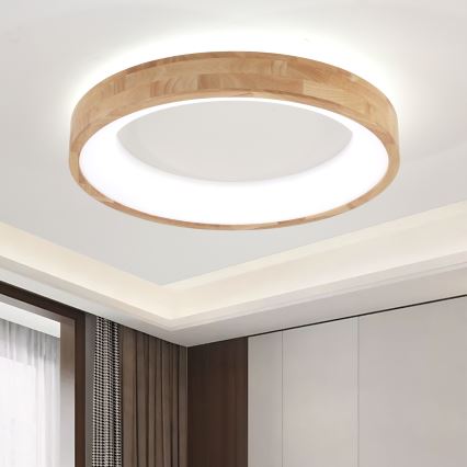 Brilagi - Plafonieră LED FALCON WOOD, 40 W, 230 V, 3000/4000/6000 K, Ø 60 cm, finisaj lemn