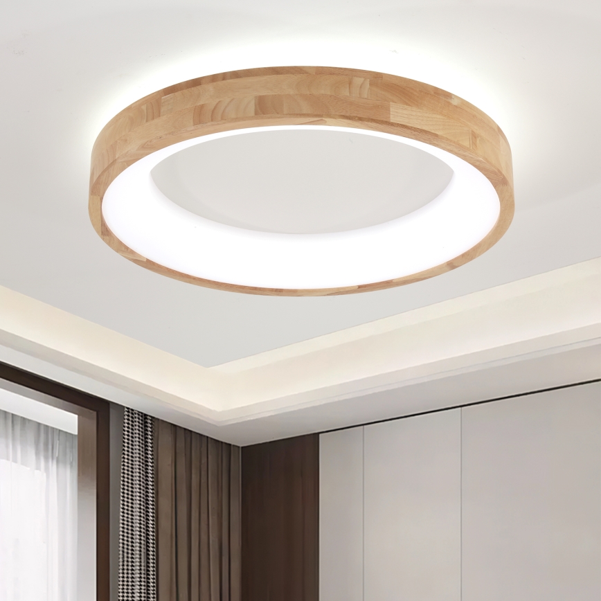 Brilagi - Plafonieră LED FALCON WOOD, 40 W, 230 V, 3000/4000/6000 K, Ø 60 cm, finisaj lemn