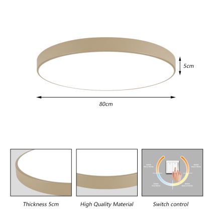 Brilagi - Plafonieră LED POOL, 100W, 230V, 3000/4000/6000K, Ø 80 cm, bej