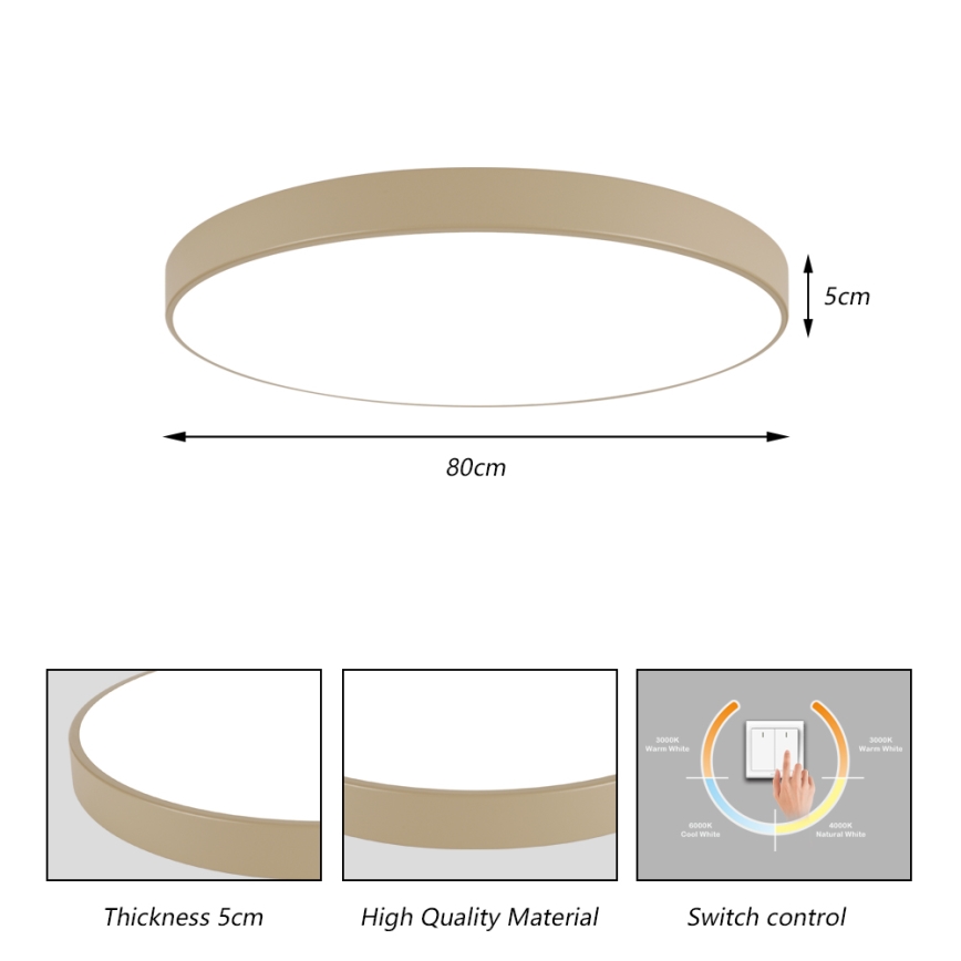 Brilagi - Plafonieră LED POOL, 100W, 230V, 3000/4000/6000K, Ø 80 cm, bej