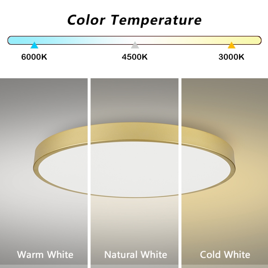 Brilagi - Plafonieră LED POOL, 128W, 230V, 3000/4500/6000K, diametru 100 cm, aurie