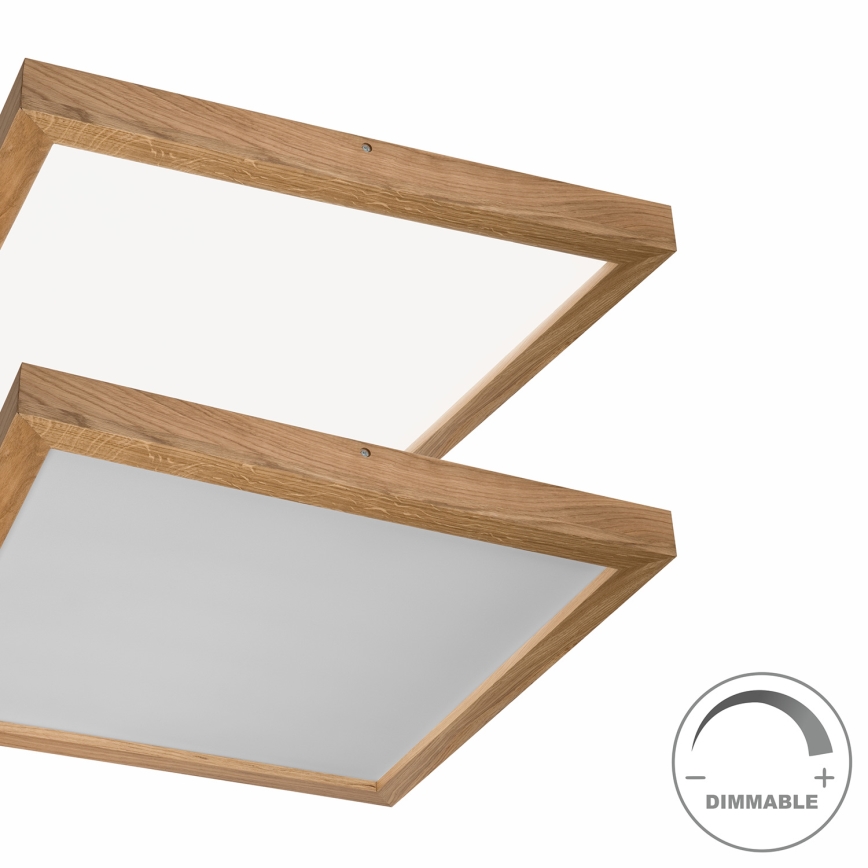 Plafonieră LED dimabilă pentru baie Brilagi WOODY FRAME LED/50W/230V stejar 60x60 cm 3000-6000K IP44 + telecomandă