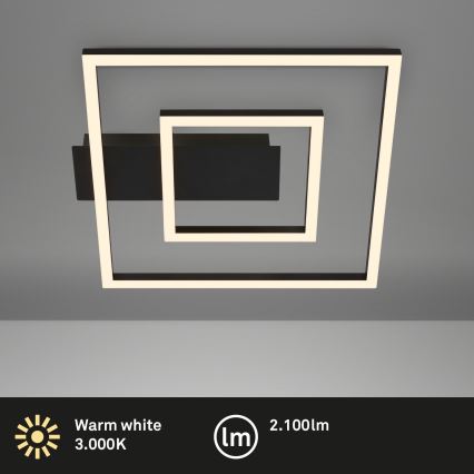 Plafonieră LED Briloner FRAME, 22 W, 230 V, 3000 K, 30 x 32 cm, neagră