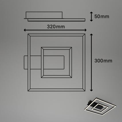Plafonieră LED Briloner FRAME, 22 W, 230 V, 3000 K, 30 x 32 cm, neagră