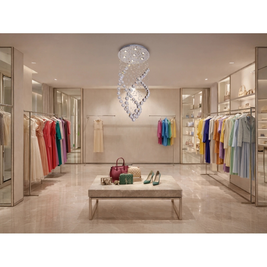 Plafonieră cu cristale LED NAURU LED/24W/230V diam. 40 cm crom lucios + telecomandă