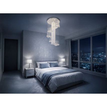 Plafonieră cu cristale LED NAURU LED/24W/230V, diametru 45 cm, crom lucios + telecomandă
