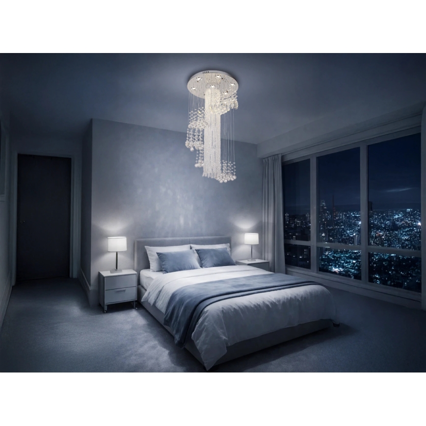 Plafonieră cu cristale LED NAURU LED/24W/230V, diametru 45 cm, crom lucios + telecomandă