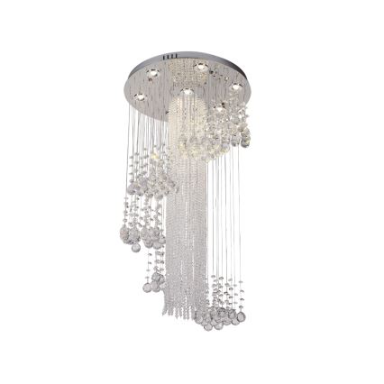 Plafonieră cu cristale LED NAURU LED/24W/230V, diametru 45 cm, crom lucios + telecomandă