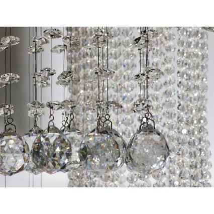 Plafonieră cu cristale LED NAURU LED/24W/230V, diametru 45 cm, crom lucios + telecomandă
