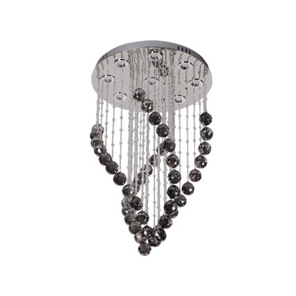 Plafonieră LED cu cristale NAURU LED/30W/230V, diam. 40 cm, crom lucios/negru + telecomandă