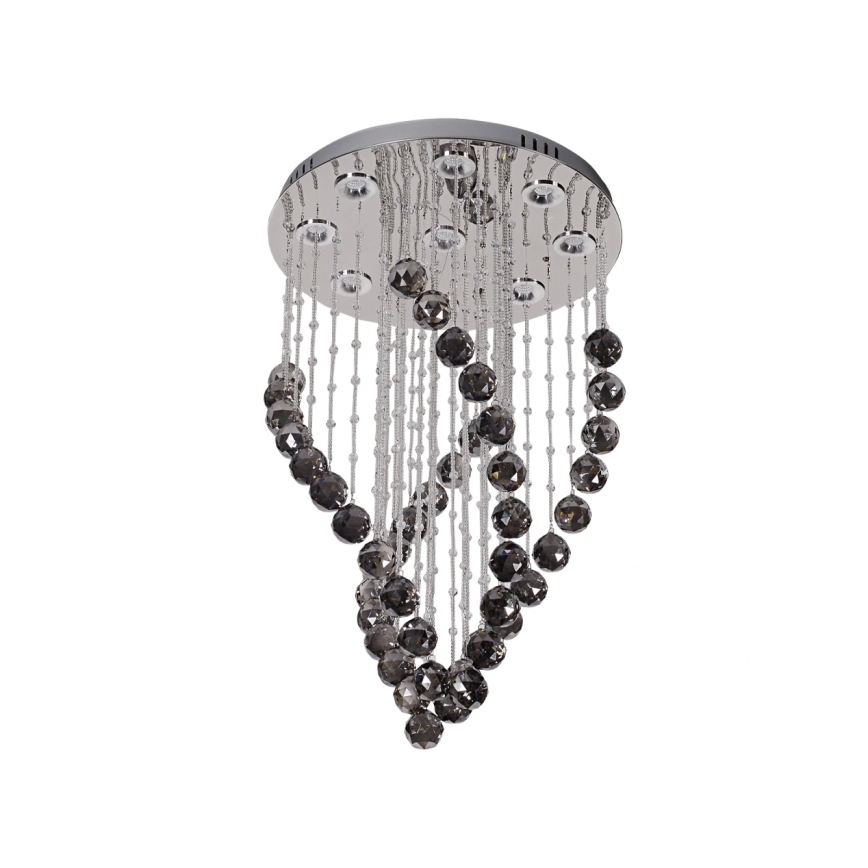 Plafonieră LED cu cristale NAURU LED/30W/230V, diam. 40 cm, crom lucios/negru + telecomandă