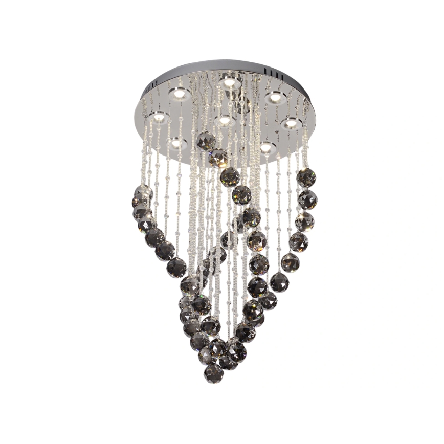 Plafonieră LED cu cristale NAURU LED/30W/230V, diam. 40 cm, crom lucios/negru + telecomandă