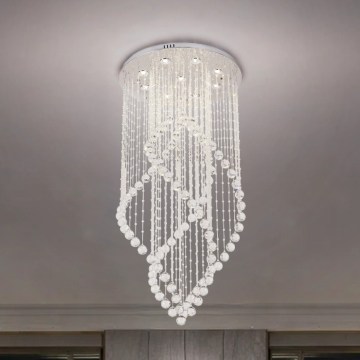 Plafonieră LED cu cristale NAURU LED/30W/230V, diametru 60 cm, crom lucios + telecomandă