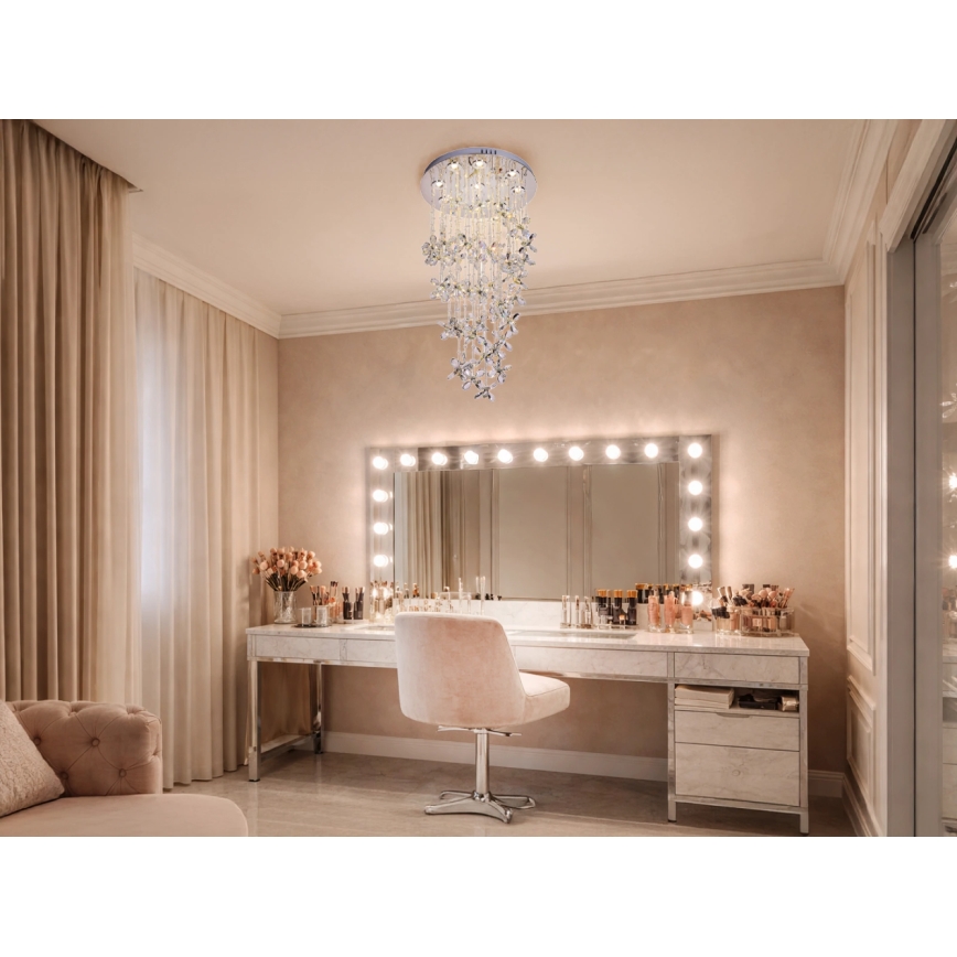 Lustră LED cu cristale SAMOA LED/30W/230V, Ø 40 cm, crom lucios + telecomandă