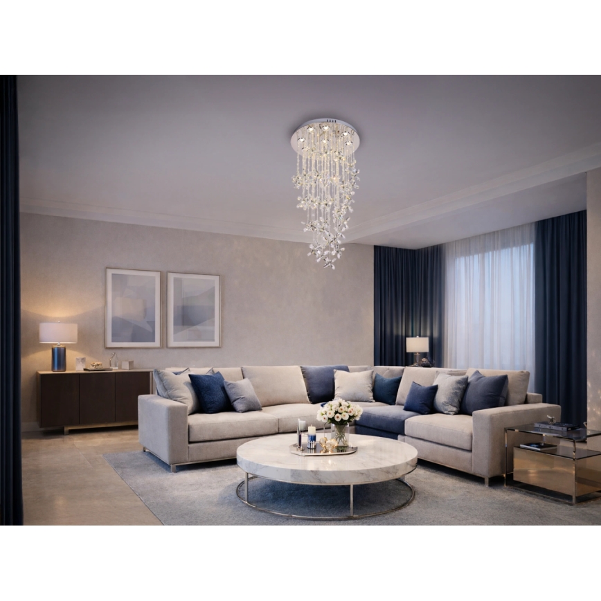 Lustră LED cu cristale SAMOA LED/30W/230V, Ø 40 cm, crom lucios + telecomandă