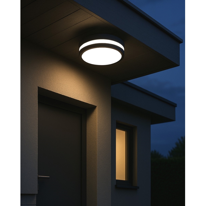 Plafonieră LED cu senzor pentru baie ELLÉ LED/24W/230V 3000/4000/6500K d. 26 cm IP54 antracit