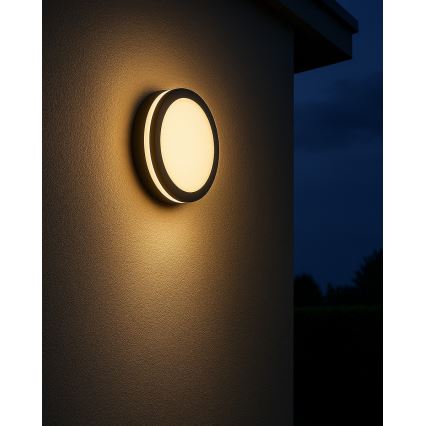 Plafonieră LED cu senzor pentru baie ELLÉ LED/24W/230V 3000/4000/6500K d. 26 cm IP54 antracit