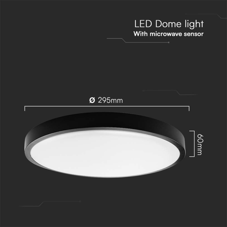 Plafonieră LED cu senzor pentru baie LED/18W/230V 4000K IP44 negru + telecomandă