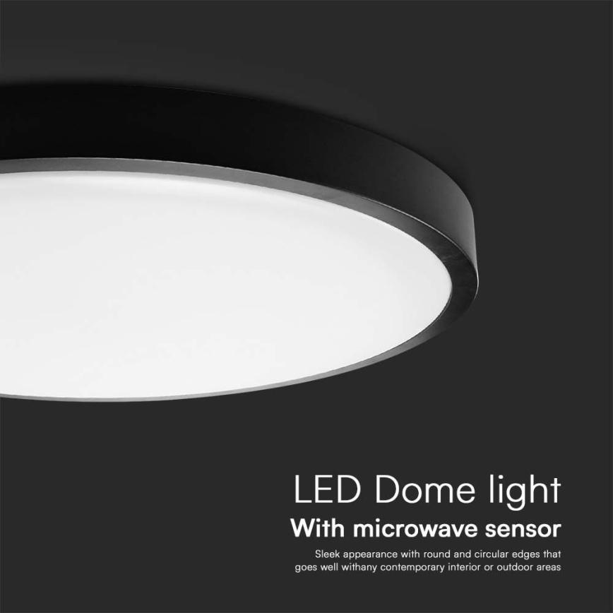 Plafonieră LED cu senzor pentru baie LED/24W/230V 4000K IP44 negru + telecomandă