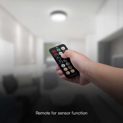 Plafonieră LED cu senzor pentru baie LED/24W/230V 4000K IP44 negru + telecomandă