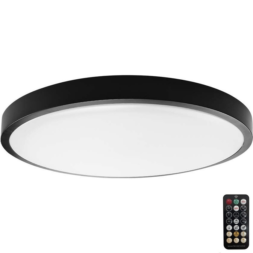 Plafonieră LED cu senzor pentru baie LED/24W/230V 4000K IP44 negru + telecomandă