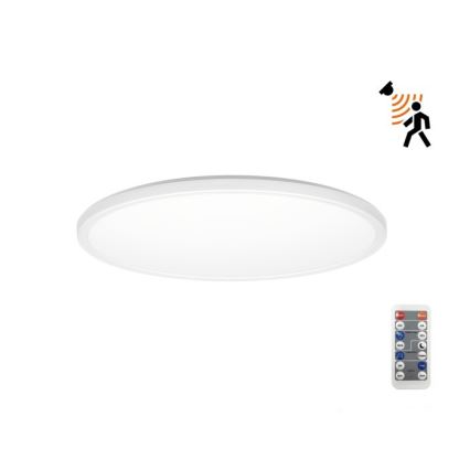 Plafonieră LED cu senzor de mișcare și crepuscular pentru baie NIVERA LED/12W/230V IP54 3000/4000/6000K d. 22,5 cm alb + telecomandă