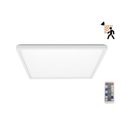 Plafonieră LED cu senzor de mișcare și crepuscular pentru baie NIVERA LED/18W/230V IP54 3000/4000/6000K 30x30 cm alb + telecomandă