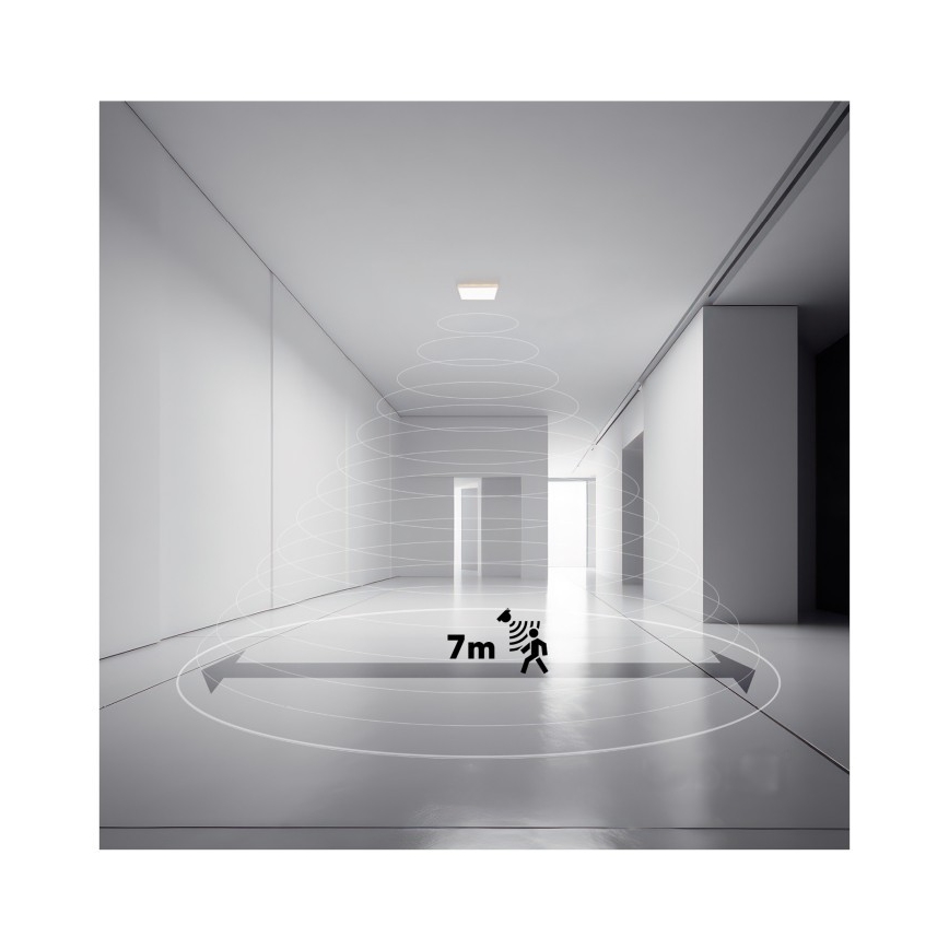 Plafonieră LED cu senzor de mișcare și crepuscular pentru baie NIVERA LED/18W/230V IP54 3000/4000/6000K 30x30 cm negru + telecomandă