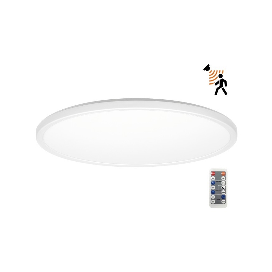Plafonieră LED cu senzor de mișcare și crepuscular pentru baie NIVERA LED/32W/230V IP54 3000/4000/6000K d. 42 cm alb + telecomandă