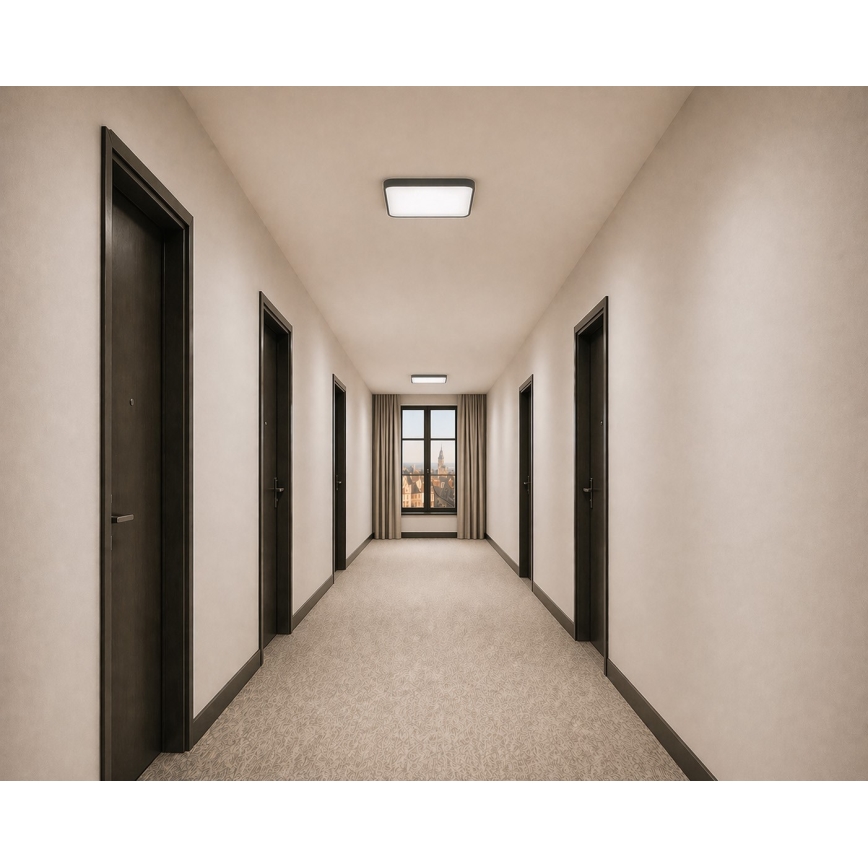 Plafonieră LED WILTON cu senzor de mișcare și senzor crepuscular, 24W, 230V, 4000K, 33 x 33 cm, antracit