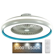 Plafonieră LED cu ventilator LED/45W/230V 3000/4000/6500K albastru + telecomandă