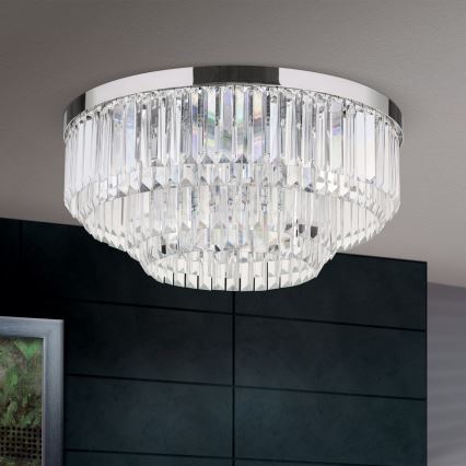 Plafonieră LED dimabilă de cristal Orion PRISM LED/80W/230V d. 55 cm 24K crom lucios