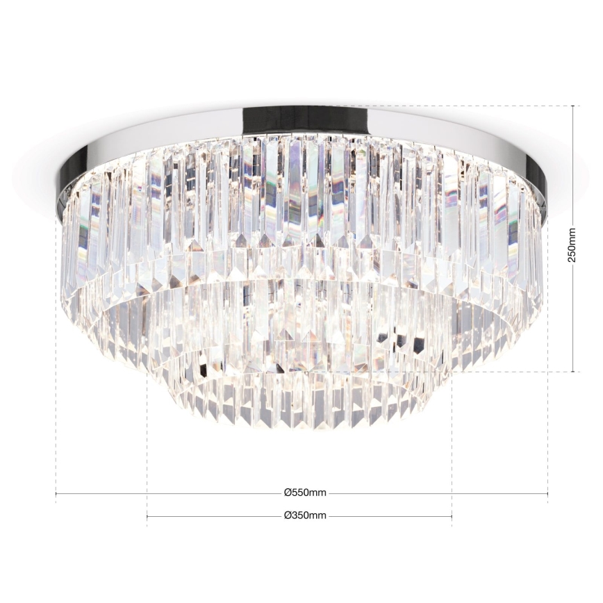 Plafonieră LED dimabilă de cristal Orion PRISM LED/80W/230V d. 55 cm 24K crom lucios