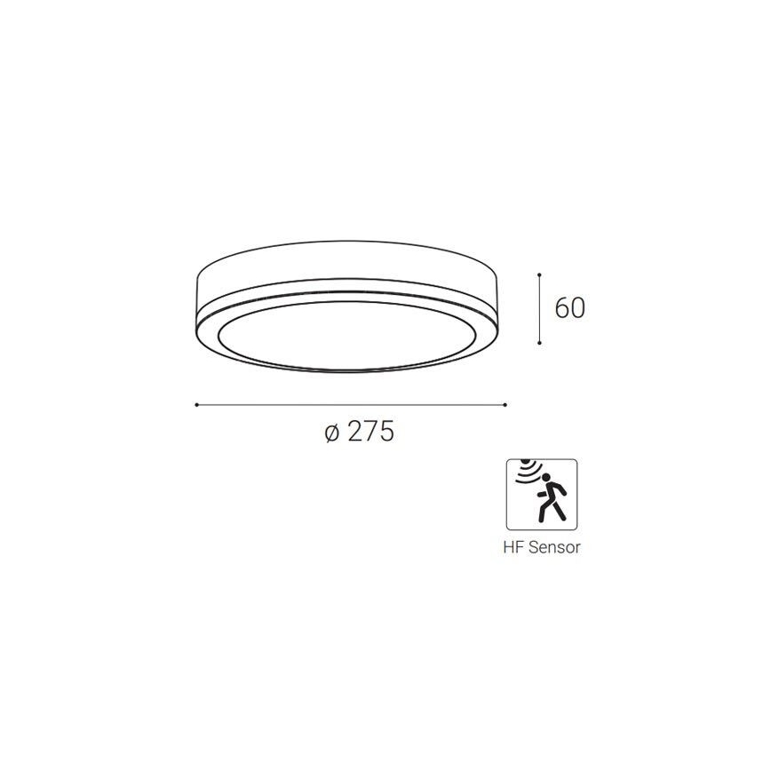 Plafonieră LED de exterior cu senzor KERY LED/18W/230V IP65 neagră LED2