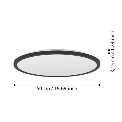 Plafonieră LED de exterior Eglo LED/16,8W/230V 2700/4000/6500K d. 50 cm IP44 negru