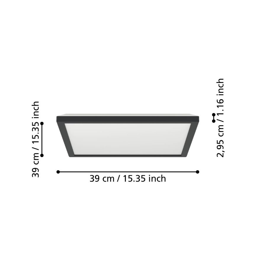 Plafonieră LED de exterior Eglo LED/17,6W/230V 2700/4000/6500K 39x39 cm IP44 negru
