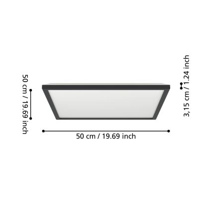 Plafonieră LED de exterior Eglo LED/17W/230V 2700/4000/6500K 50x50 cm IP44 negru