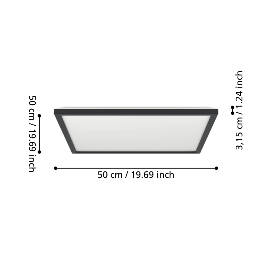 Plafonieră LED de exterior Eglo LED/17W/230V 2700/4000/6500K 50x50 cm IP44 negru