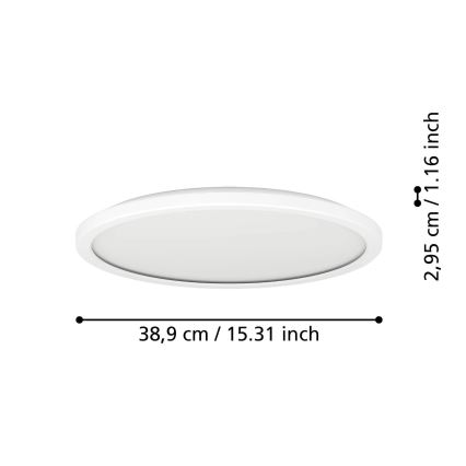 Plafonieră LED de exterior Eglo LED/18,5W/230V 2700/4000/6500K d. 38,9 cm IP44 alb