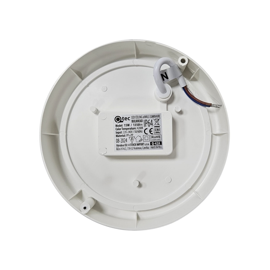 Plafonieră LED de exterior LED/15W/230V 4200K d. 15,5 cm IP64 alb