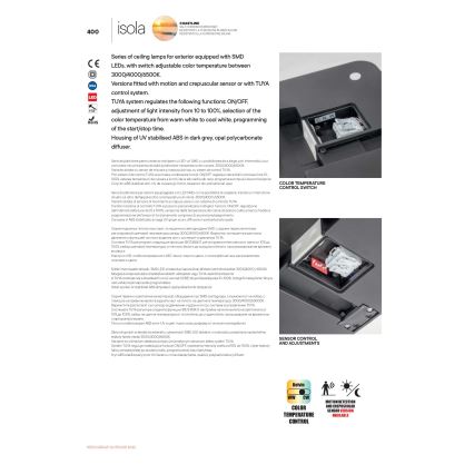 Plafonieră LED de exterior Redo 90288 ISOLA LED/24W/230V 3000/4000/6500K IP54