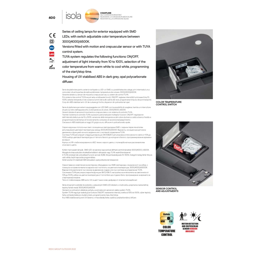 Plafonieră LED de exterior Redo 90288 ISOLA LED/24W/230V 3000/4000/6500K IP54