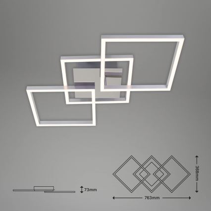 Plafonieră LED dimabilă, 36 W, 230 V, 3000 K, crom mat