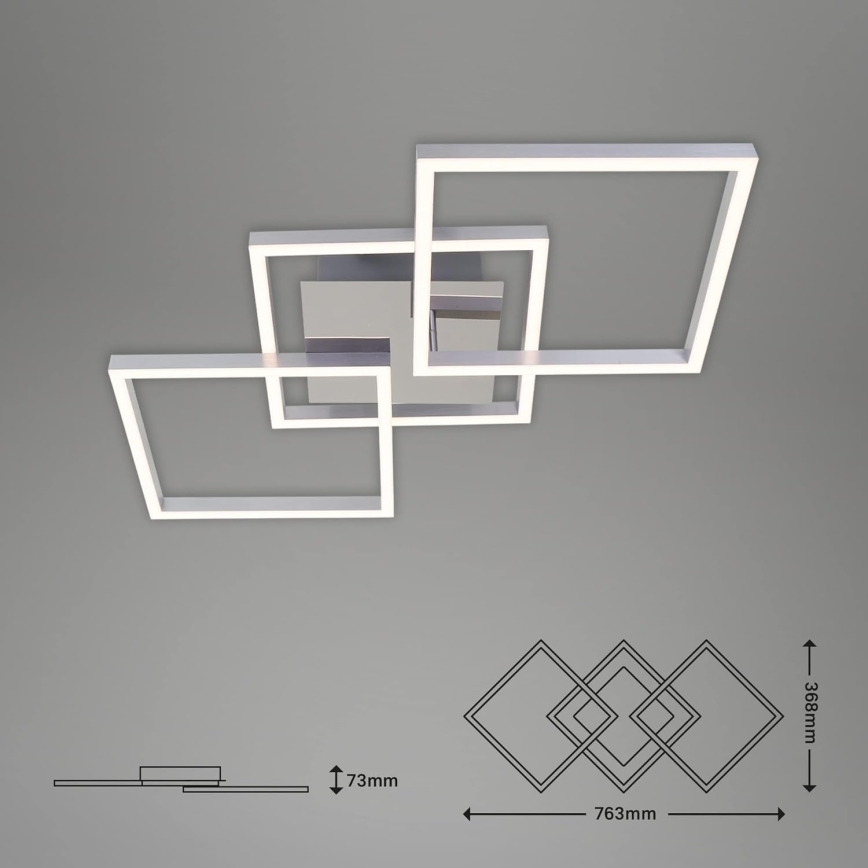 Plafonieră LED dimabilă, 36 W, 230 V, 3000 K, crom mat
