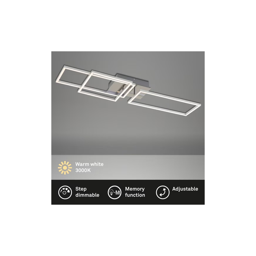 Plafonieră LED dimabilă 42 W, 230 V, 3000 K, crom mat